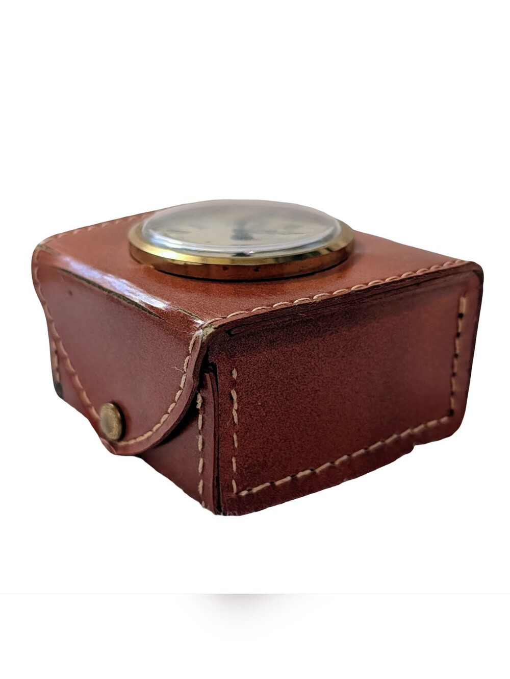 Vintage Bentley Mechanical Travel Alarm Clock In Brown Case Germany Working